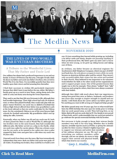 The Lives of Two World War II Brothers; The Medlin Law Firm