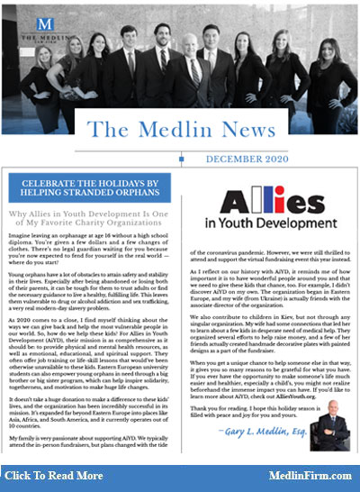 Celebrate The Holidays By Helping Stranded Orphans; The Medlin Law Firm