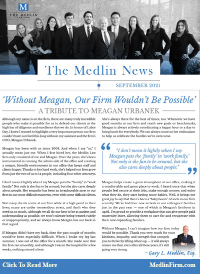 September 2021 - Without Meagan Our Firm Wouldn't Be Possible - The Medlin Law Firm