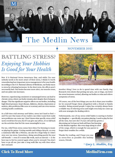 Battling Stress | Enjoying Your Hobbies Is Good For Your Health - The Medlin Law Firm