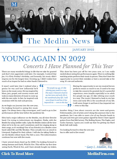 The Medlin News - Concerts I Have Planned This Year